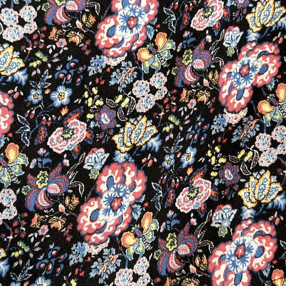 Frame Denim Sz. S, Floral One Shoulder Top Blouse Puff Sleeve Coastal Blue Multi - Picture 12 of 13